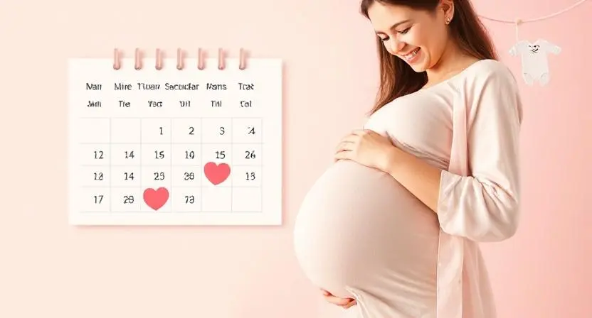 Mulher grávida marcando datas em um calendário